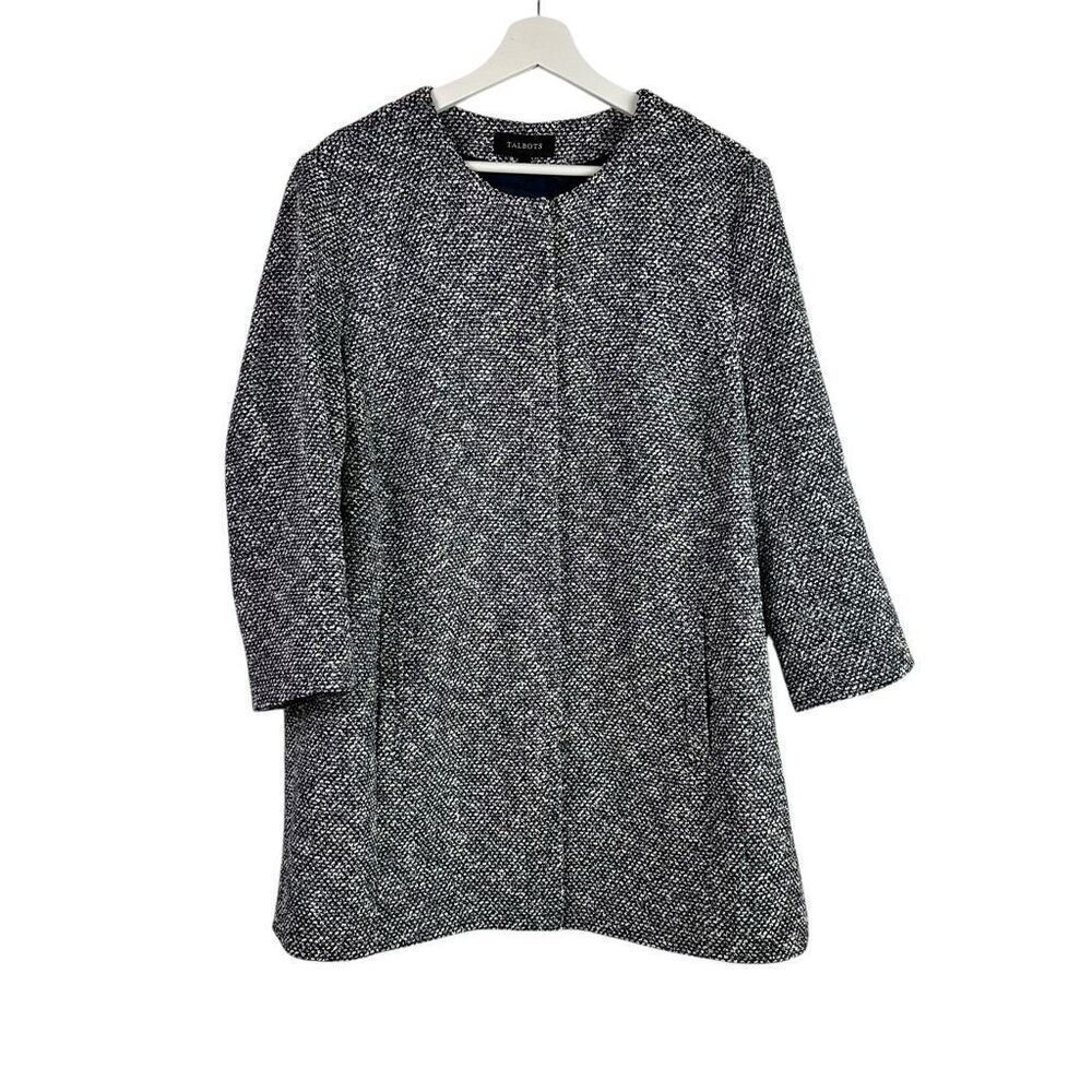 Talbots Tweed Longline Collarless Jacket